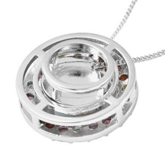 AMERICAN Natural Sleeping Beauty Turquoise and Multi Gemstone Halo Pendant - Picture 4 of 8